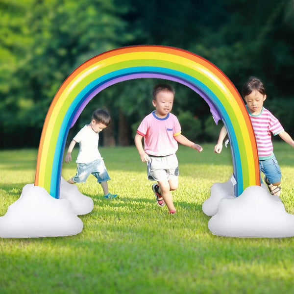 summer inflatable rainbow with sprinklers
