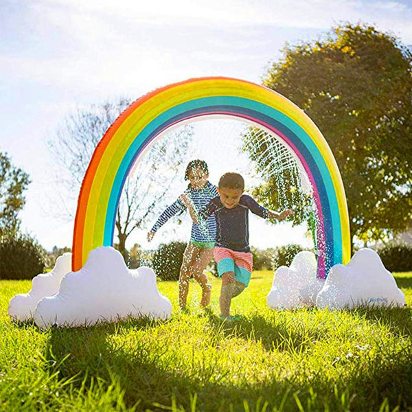 summer inflatable rainbow with sprinklers