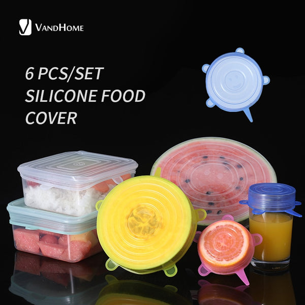 set of 6 protective silicone caps to protect your food and packaging